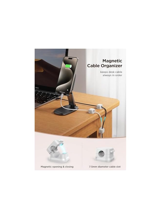 PROMASS promass 6 Pack Magnetic Cable Clips [Cable Smooth Adjustable] Cord Holder, Under Desk Cable Management, Adhesive Wire Holder Keeper Organizer for Home Office Desk Phone Car Wall Desktop Nightstand  - Image 2
