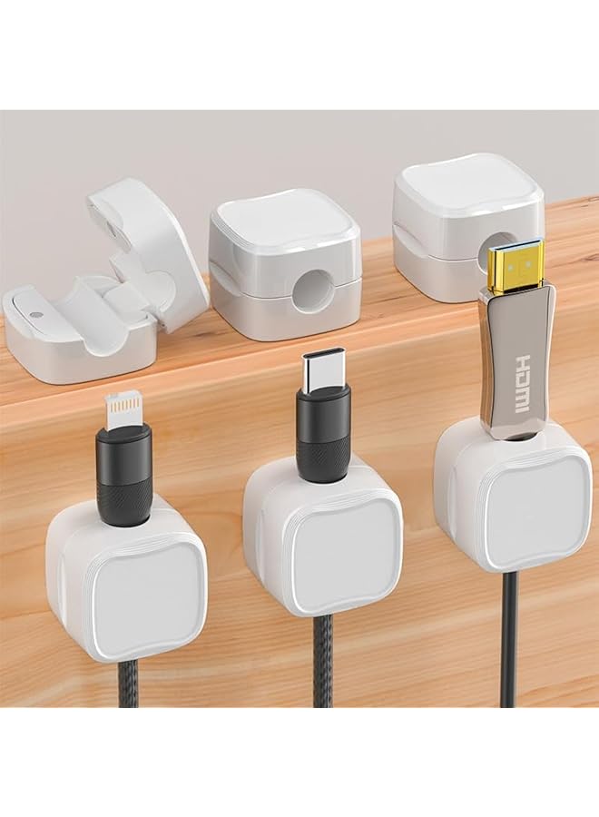 PROMASS promass 6 Pack Magnetic Cable Clips [Cable Smooth Adjustable] Cord Holder, Under Desk Cable Management, Adhesive Wire Holder Keeper Organizer for Home Office Desk Phone Car Wall Desktop Nightstand  - Image 1