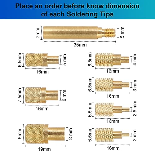 HanTof 8Pcs Heat-set Insert Tips Compatible with T18 ST 900M FX888D FX600 WLC100 Soldering Irons. M2, M2.5, M3, M4, M5, M6, M8 Threaded Inserts Tool for Connecting 3D Printed Parts and Plastic Parts - Image 3