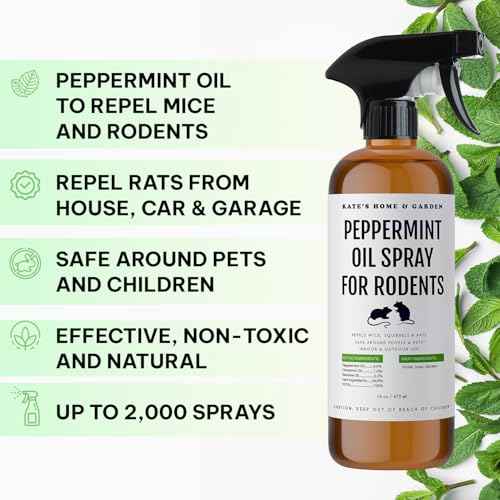 Kate Naturals Peppermint Oil Spray for Rodents, Squirrels, Mouse, Bat, Rat, Car Engines (16oz, Non-Toxic Rodent Repellent, Pet Safe) - Image 2