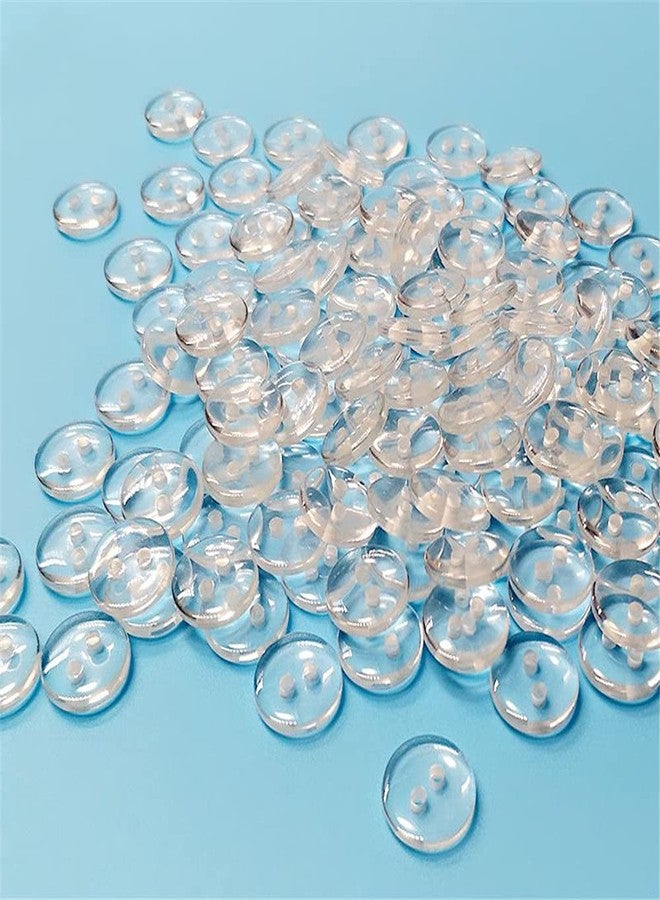 vingol 100 Pcs Transparent Buttons Resin Shirt Buttons Round 2 Holes Sewing Buttons (Transparent, 11.5mm) - Image 2