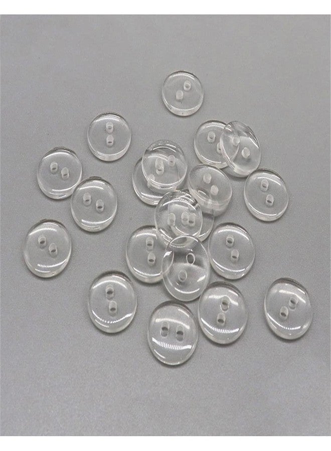 vingol 100 Pcs Transparent Buttons Resin Shirt Buttons Round 2 Holes Sewing Buttons (Transparent, 11.5mm) - Image 1