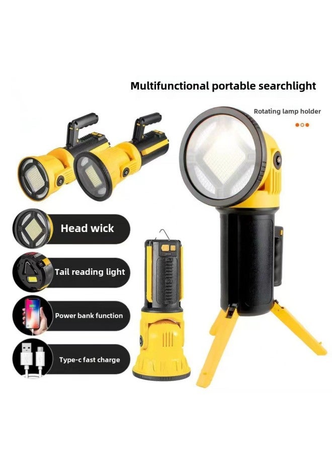 Multi-function Charging LED Portable Lamp Flashlight Outdoor High-power Strong Light Flashlight Lighting Searchlight-Color:W5164-3 (small Cob Model) - Image 3