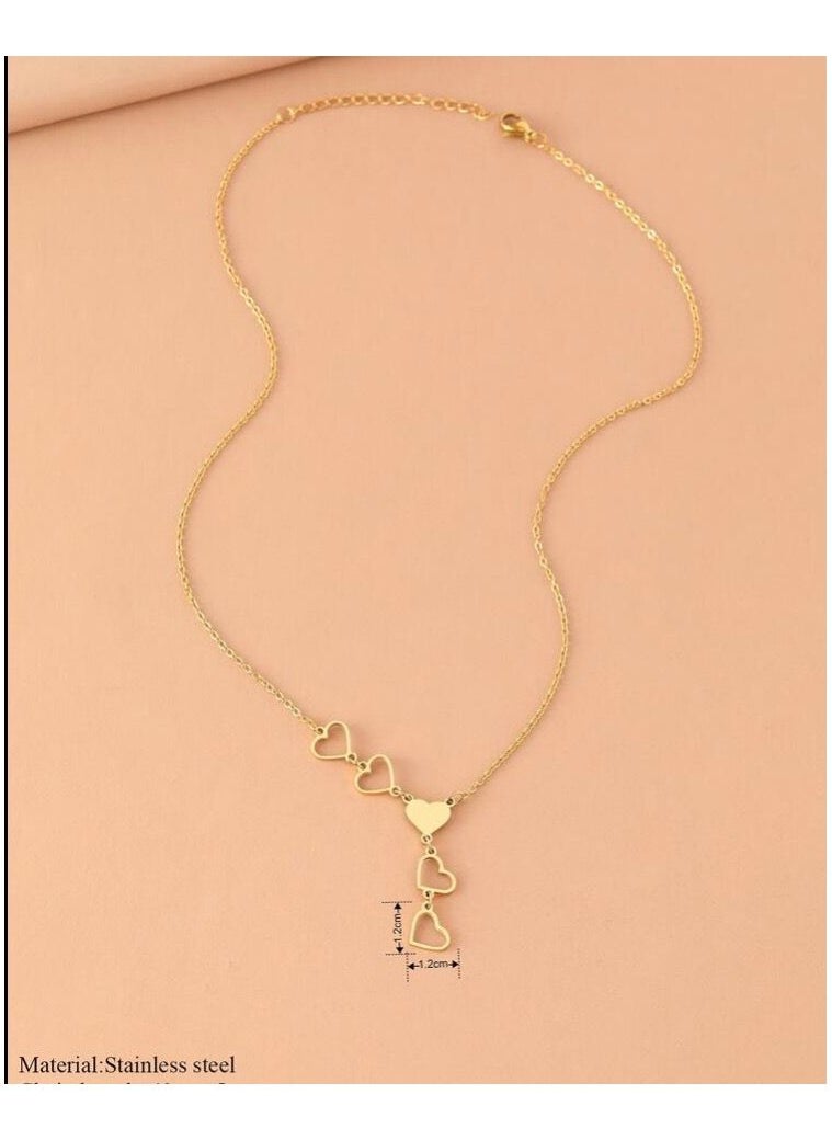 sixtyfour Elegant Stainless Steel Gold Plated Necklace For Women  - Image 4