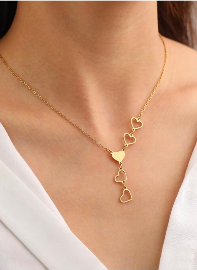 sixtyfour Elegant Stainless Steel Gold Plated Necklace For Women  - Image 1