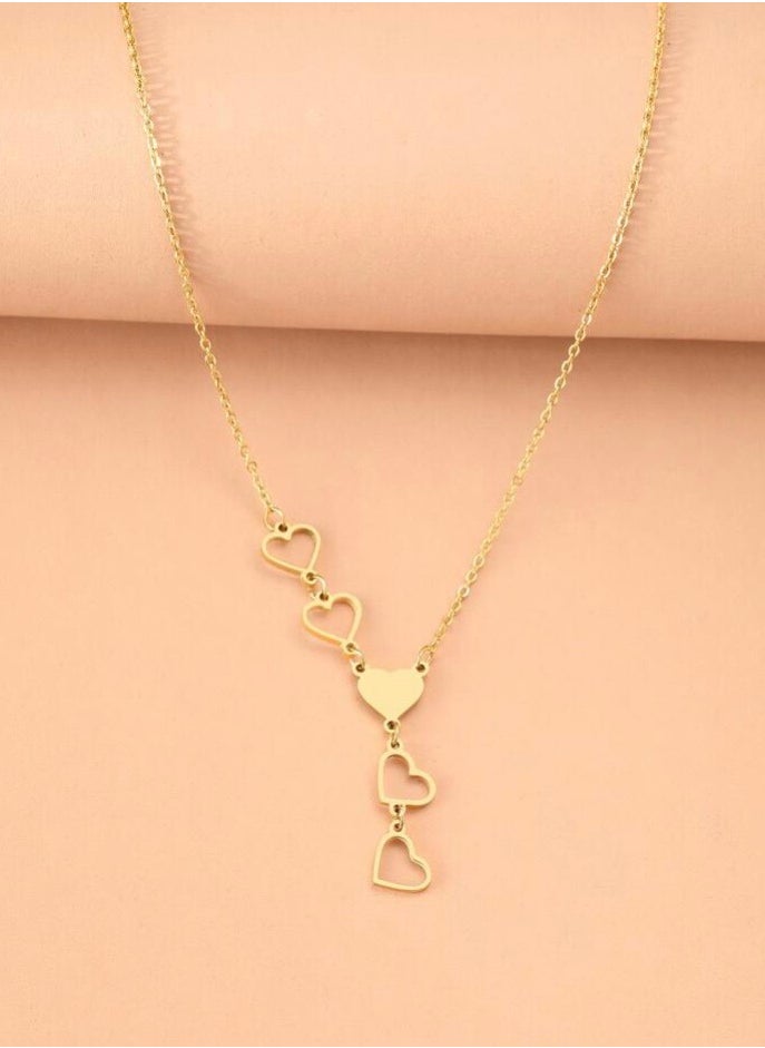 sixtyfour Elegant Stainless Steel Gold Plated Necklace For Women  - Image 2