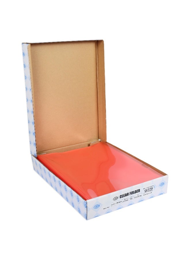 FIS Clear Folder, Size A4(210x297mm), Thickness 0.15mm, Plastic, Box of 100 Pieces, Transparent Red Color-FSCIE310RE/100 - Image 3