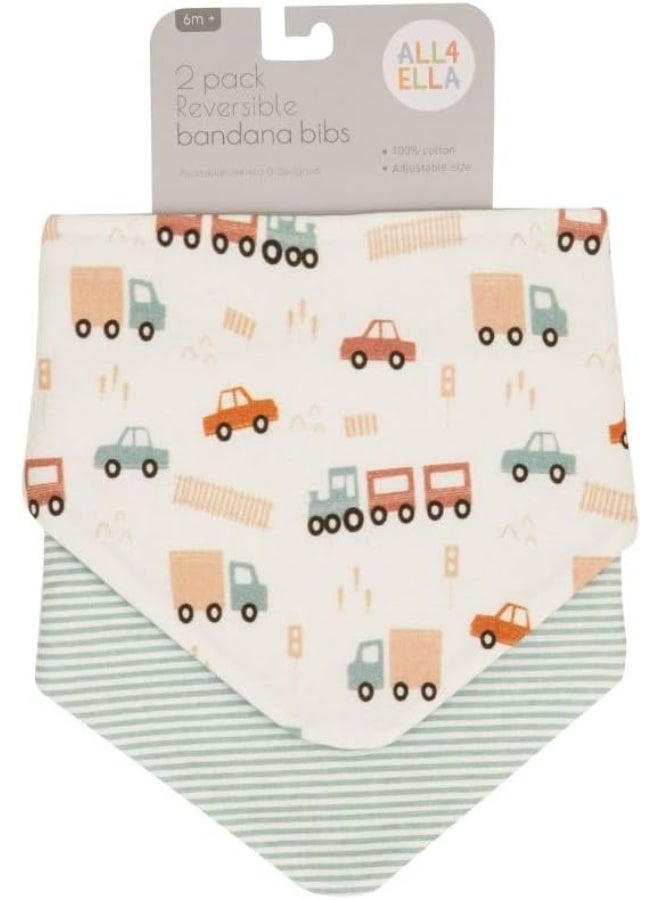 All4Ella Bandana Bibs 2 Pack - Blue Trucks - Image 3