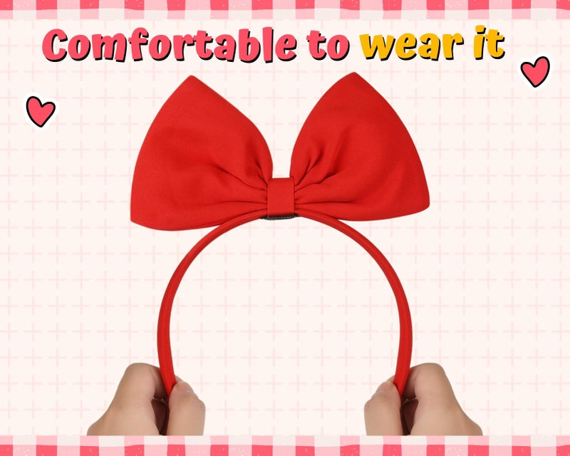 DS.DISTINCTIVE STYLE DS. DISTINCTIVE STYLE Big Red Bow Headband Head Band with Large Bow Women Cosplay Costume Accessories - Image 5