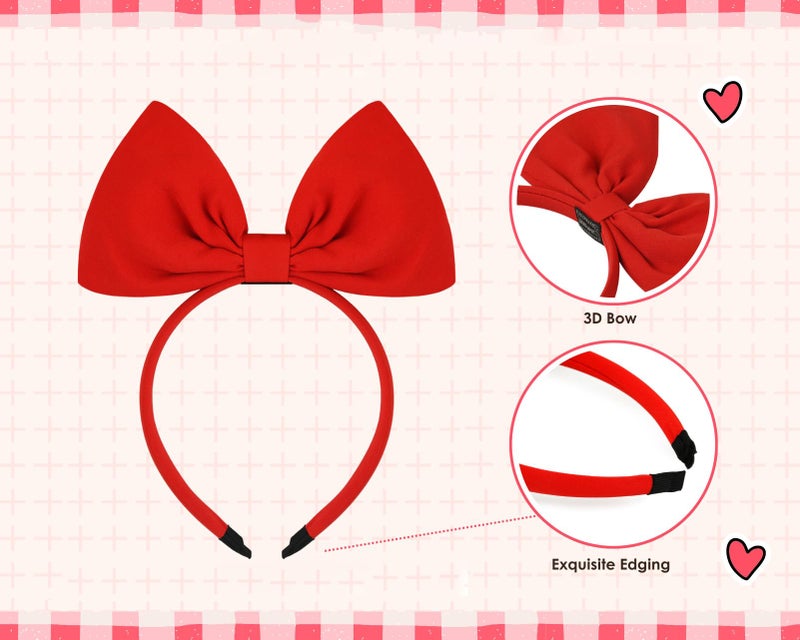 DS.DISTINCTIVE STYLE DS. DISTINCTIVE STYLE Big Red Bow Headband Head Band with Large Bow Women Cosplay Costume Accessories - Image 2