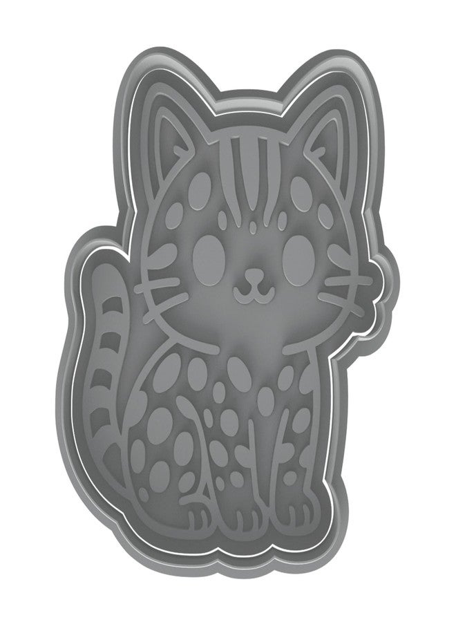 Mighty Gadget Kawaii Cute Bengal Cat Cookie Cutter & Stamp - 4x3.48" Fun Shape for everyone' Baking (Random Color) - Image 2