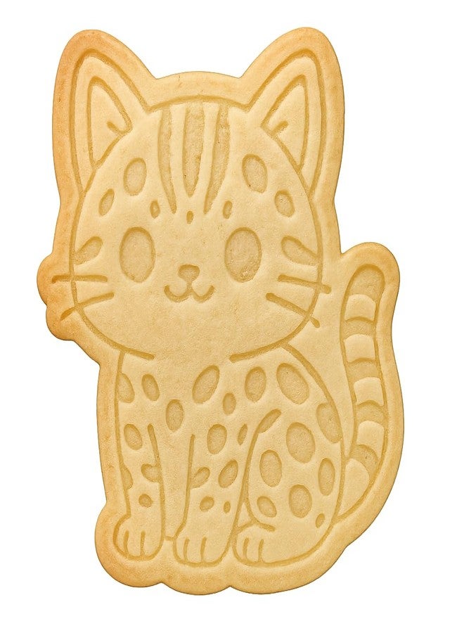 Mighty Gadget Kawaii Cute Bengal Cat Cookie Cutter & Stamp - 4x3.48" Fun Shape for everyone' Baking (Random Color) - Image 1
