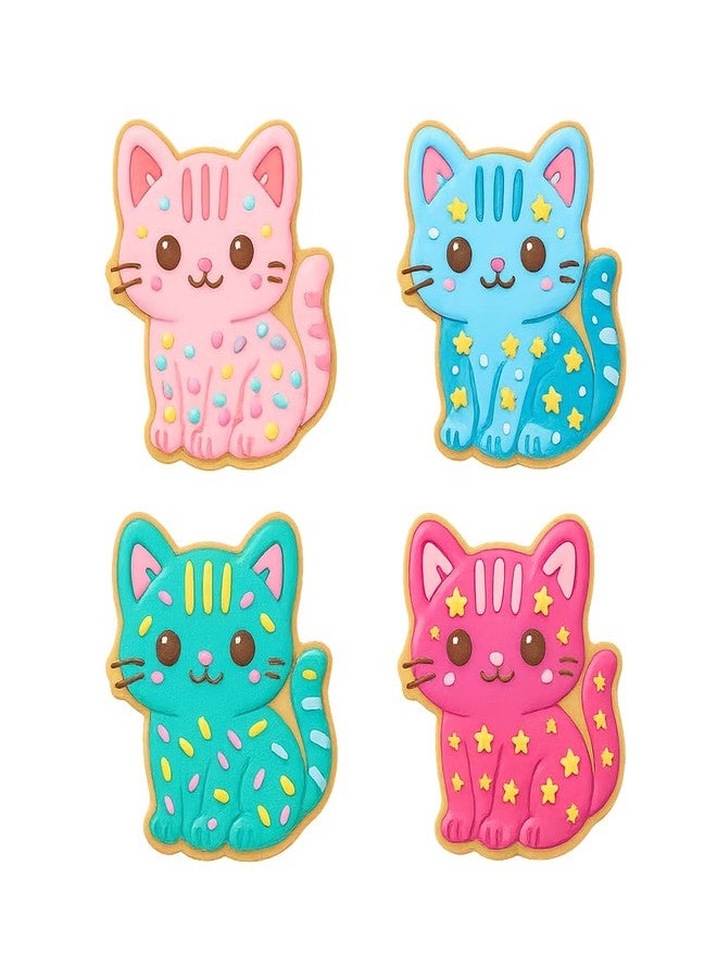Mighty Gadget Kawaii Cute Bengal Cat Cookie Cutter & Stamp - 4x3.48" Fun Shape for everyone' Baking (Random Color) - Image 4
