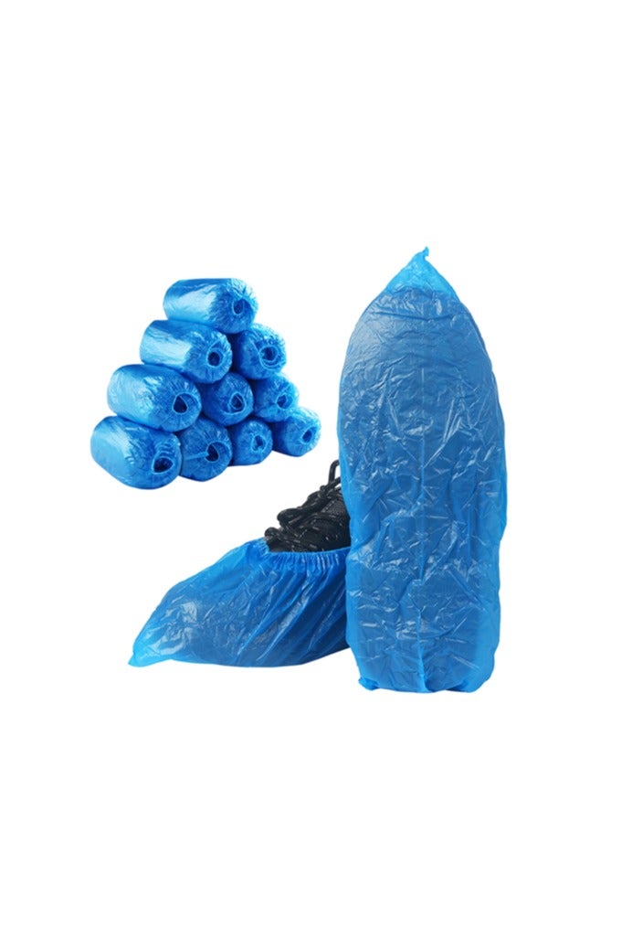 100-Pack (50 Pairs) Disposable Non-Slip Shoe Covers – Waterproof, Recyclable Protective Overshoes – Durable CPE Boot & Shoe Protectors – One Size Fits Most – Blue