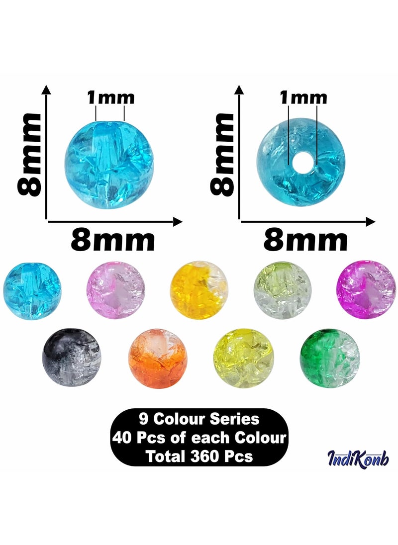 INDIKONB - INDIKONB Crackle Dual Shade Beads for Bracelet & Jewellery Making | Multi-Colour Acrylic Plastic Round Beads Set | Craft Supplies for DIY Accessories - Image 1