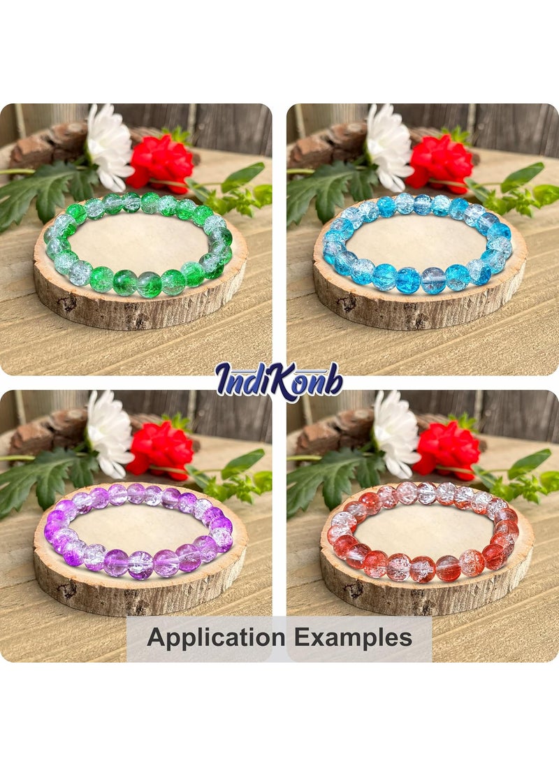 INDIKONB - INDIKONB Crackle Dual Shade Beads for Bracelet & Jewellery Making | Multi-Colour Acrylic Plastic Round Beads Set | Craft Supplies for DIY Accessories - Image 1