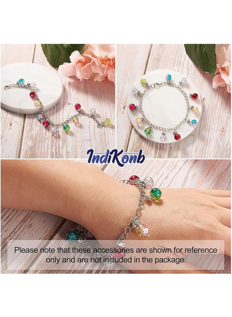 INDIKONB - INDIKONB Crackle Dual Shade Beads for Bracelet & Jewellery Making | Multi-Colour Acrylic Plastic Round Beads Set | Craft Supplies for DIY Accessories - Image 1
