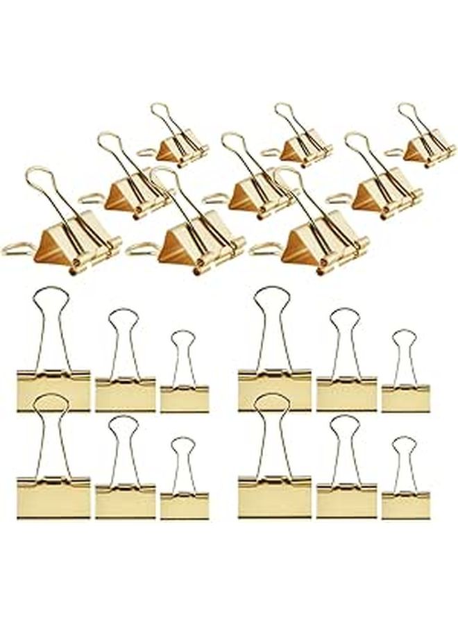 42 Pcs Gold Bulldog And Mini Binder Clips Assorted Sizes 19 25 32mm For Office Paper Organization Document Holding Home School Business Use - Image 1