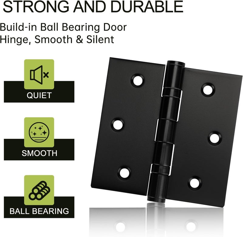 MOZCORN 6 Pack Black Door Hinges 3 x 3 Inches, Stainless Steel Ball Bearing Hinges with Screws, Square Corner, Smooth and Quiet - Image 5