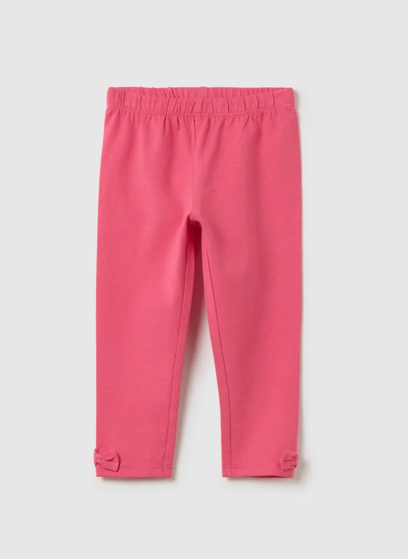 او في اس GIRLS' STRETCH COTTON PINK LEGGINGS
