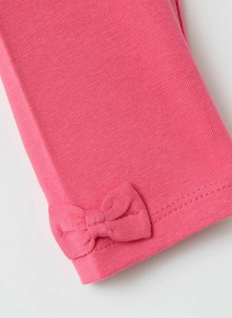 او في اس GIRLS' STRETCH COTTON PINK LEGGINGS