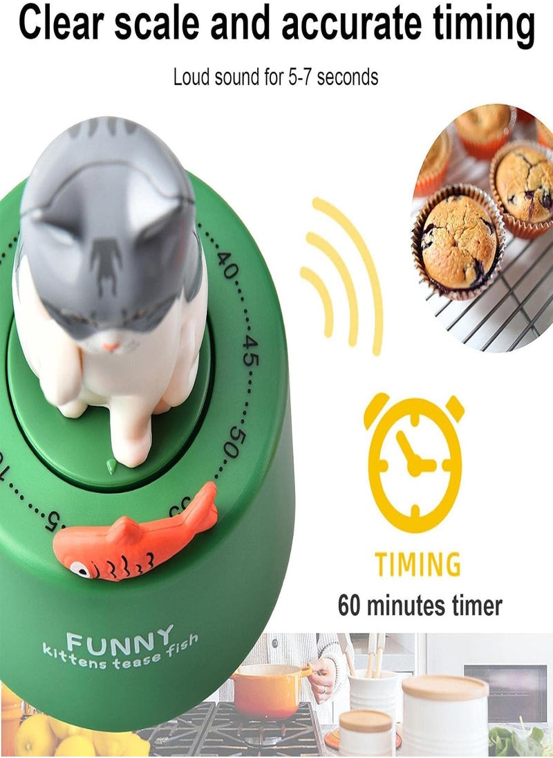 Kitchen Timer Cat - Timers for Classroom,Animal Timer for Kids Wind Up Dial Countdown Loud Alarm Timer for Cooking/Reading/Doing Sports