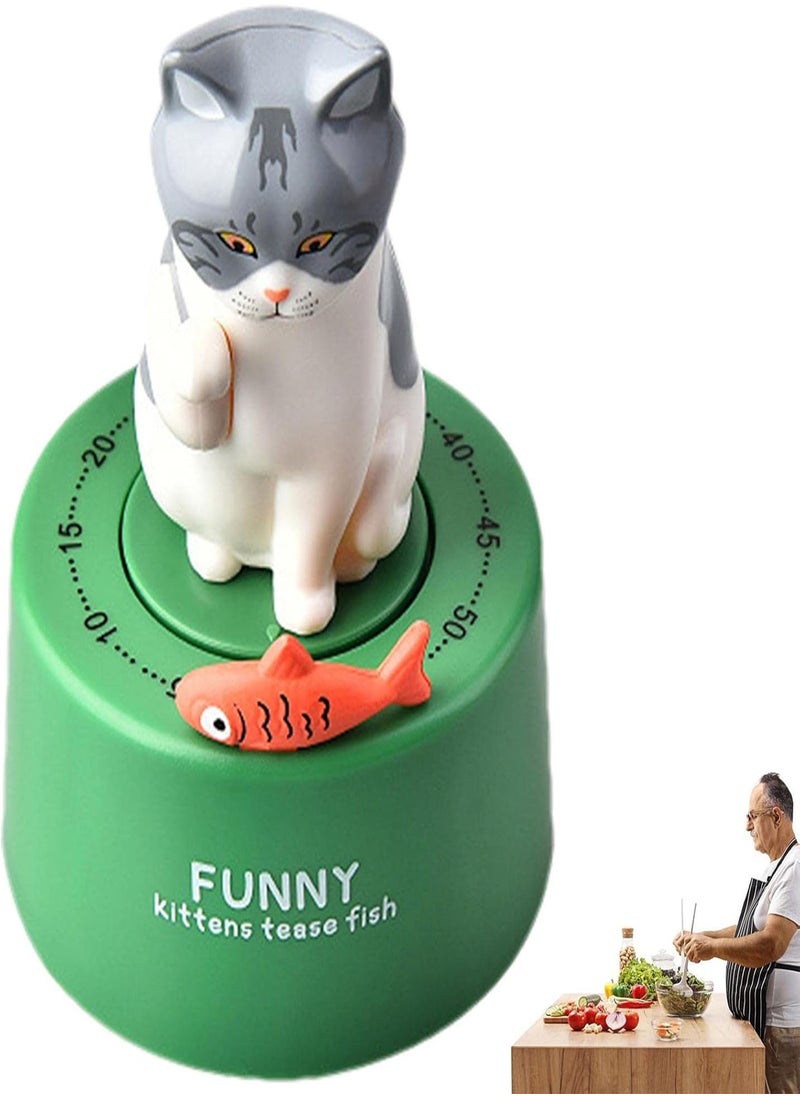 Kitchen Timer Cat - Timers for Classroom,Animal Timer for Kids Wind Up Dial Countdown Loud Alarm Timer for Cooking/Reading/Doing Sports