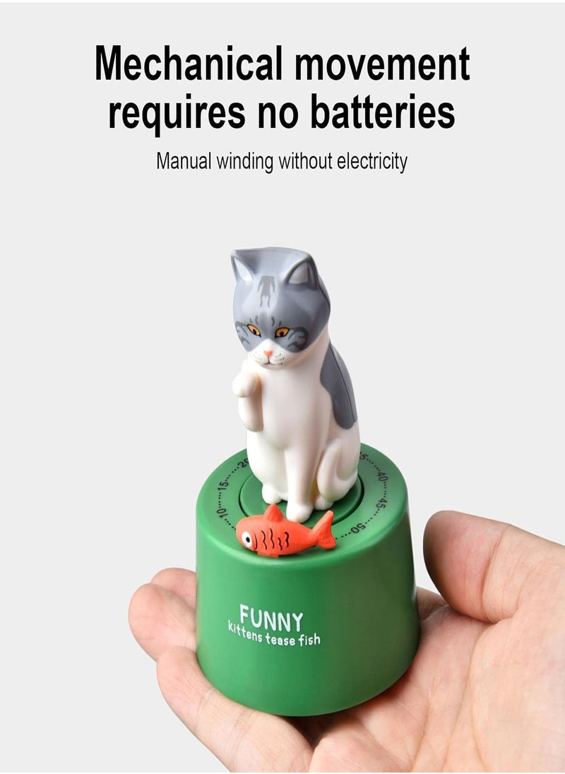 Kitchen Timer Cat - Timers for Classroom,Animal Timer for Kids Wind Up Dial Countdown Loud Alarm Timer for Cooking/Reading/Doing Sports