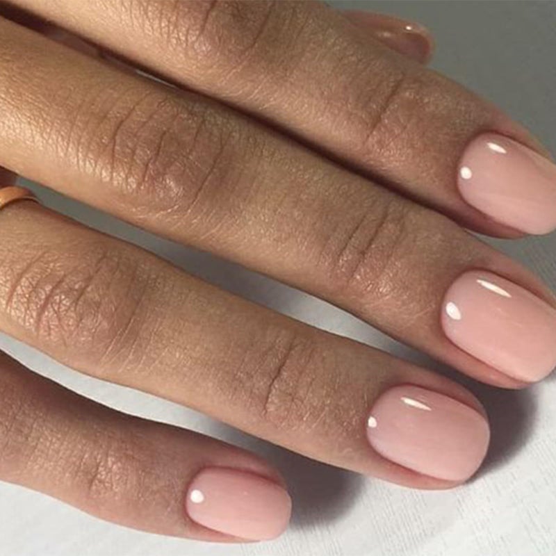 Modelones 32Pcs Peach Pink Press on Nails, Spring Short Square Fake Nails, Reusable Nail Kit with Nail Glue Adhesive Tabs Mini Nail File, Nails Press Ons 16 Sizes, Women Girl Gift - Image 3