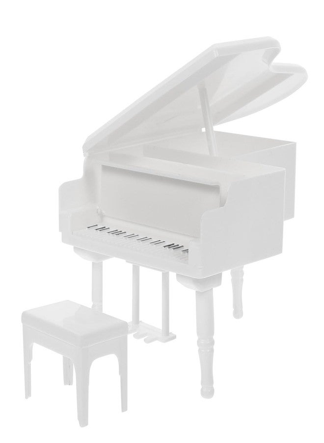 Sewroro Miniature Doll House Piano Set, Mini Piano Model with Chair, White Doll House Furniture for Musical Room Decor, 6. 5 Inch Dollhouse Accessories - Image 1