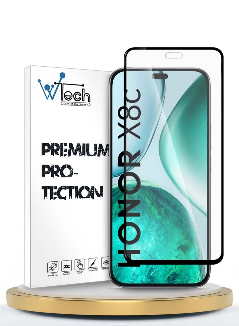 Wtech Honor X8c 4G 2025 Premium E2E Series Full Glue Full Cover Tempered Glass Screen Protector (MSGECN) - Clear/Black