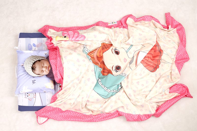 NEW COMERS® Ultra Soft Plush Baby Blanket for Newborn|Ac Room Blanket for Summer|Infants Winter Swaddler|All Season Multiuse Products-90 x 70 cm Pink-Beige-101 - Image 1