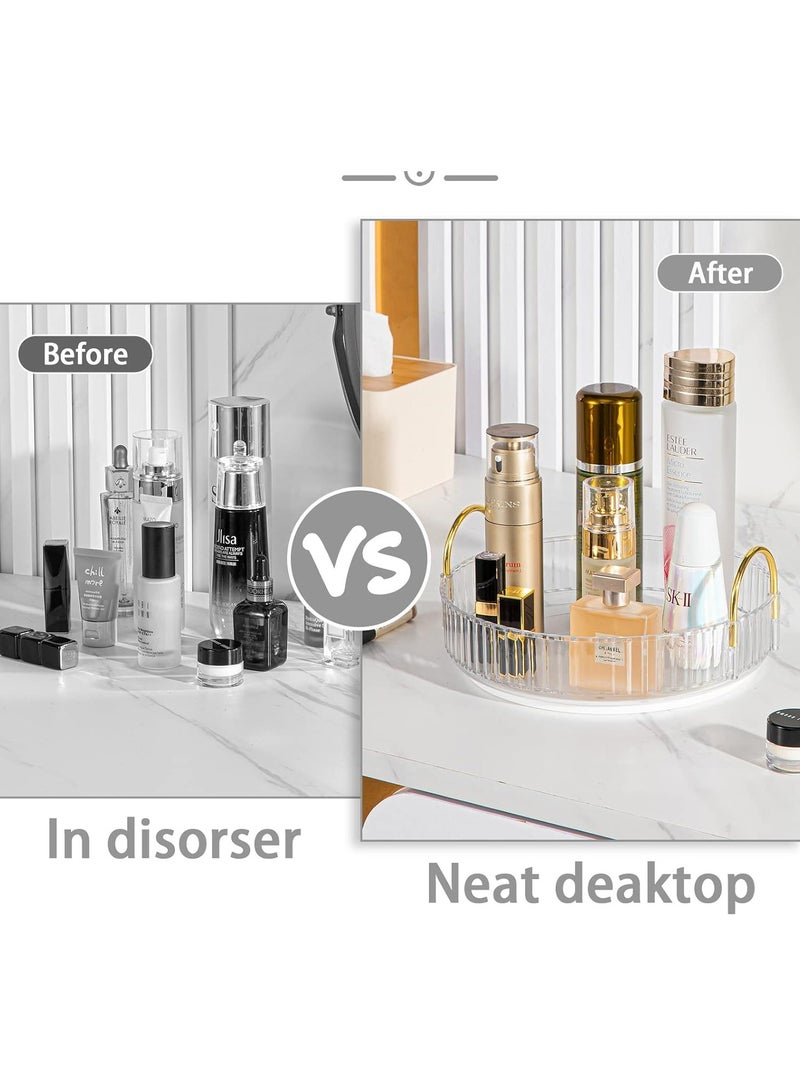 Sharpdo Rotating Makeup Organizer for Vanity, High-Capacity Skincare Clear Make Up Storage Perfume Organizers Cosmetic Dresser Organizer Countertop 360 Spinning - Image 5