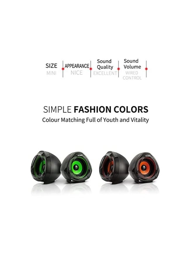 Wesdar - Computer Speakers, 3.5mm USB Powered Subwoofer PC Speakers for Desktop Laptop Notebook, Pack of 2 (Green) - Image 1