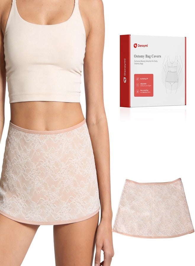 DERAYMI Ostomy Support Garments, Ostomy Wrap Colostomy Bag Covers, Hernia Ostomy Belt for Women Ostomy, Illeostomy, Colostomy, illeostomy, Urostomy Bag Covers (Nude Colored Lace, Medium - Image 1
