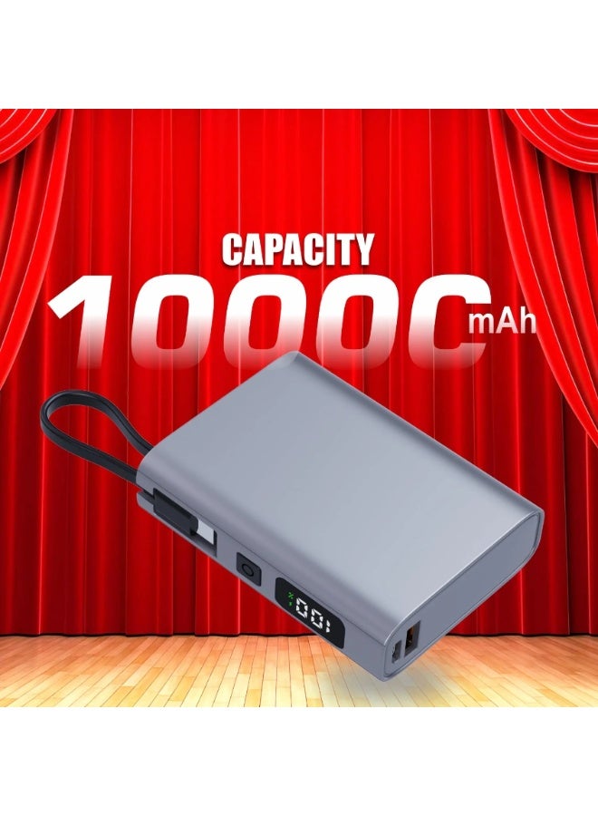 يونيكس باور بانك يونكس UX-1515 بسعة 10000mAh مع شحن سريع 35W PD | كابلات مدمجة 4 في 1 | شاشة LED رقمية | شاحن سريع مدمج للأندرويد وiOS | أسود - Image 3