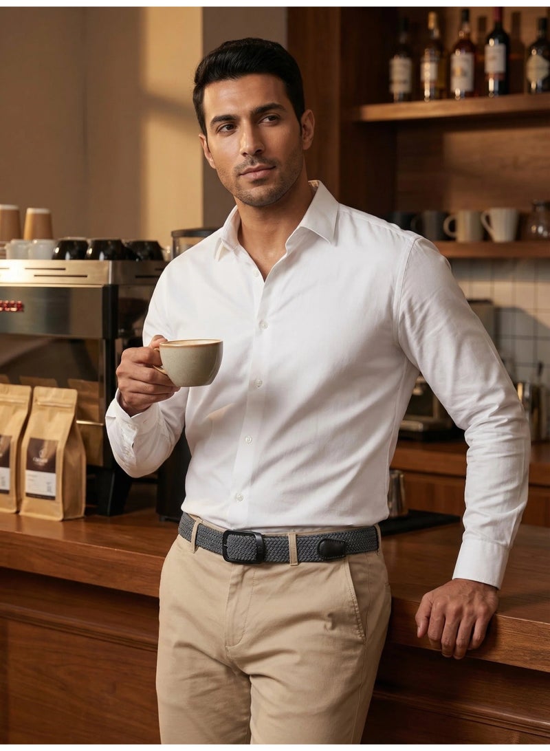 Hiras No-Hole Adjustable Elastic Belt for Men, Woven Stretch Belt with Metal Buckle – Formal & Casual Braided Canvas Belt for Jeans, Pants, Golf – Perfect Gift Box for Him - Image 2