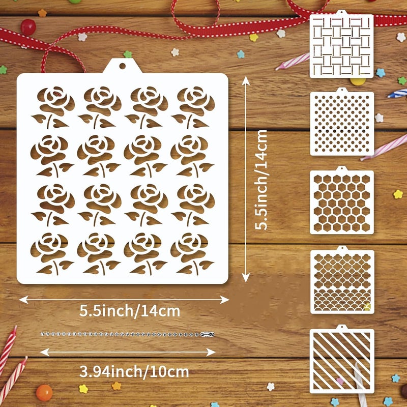 JULBEAR 36 PCS Cookie Stencil, Royal Icing Cookie Cake Stencils Reusable Pattern Airbrush Templates Mold Tools for Cookies Baking Painting Dessert Coffee Decoration DIY Party Decor（5.5x5.5 inches） - Image 2