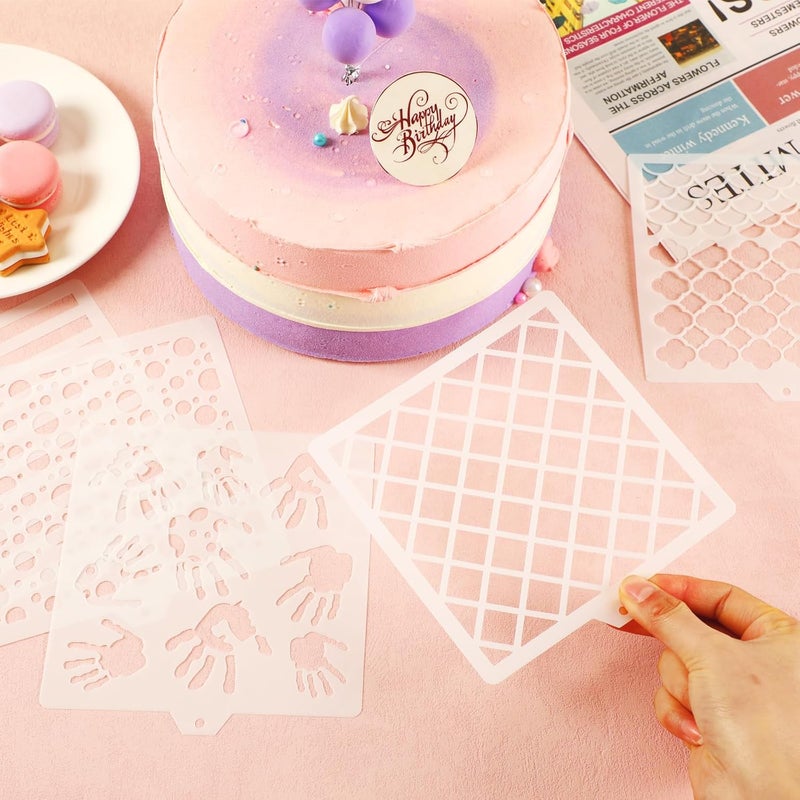 JULBEAR 36 PCS Cookie Stencil, Royal Icing Cookie Cake Stencils Reusable Pattern Airbrush Templates Mold Tools for Cookies Baking Painting Dessert Coffee Decoration DIY Party Decor（5.5x5.5 inches） - Image 3