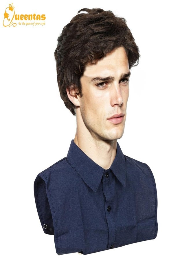 QUEENTAS Short Brown Men Hair Wig for Male Full Head Synthetic Wigs Diwali Role Play - Image 4
