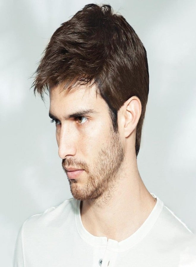 QUEENTAS Short Brown Men Hair Wig for Male Full Head Synthetic Wigs Diwali Role Play - Image 1
