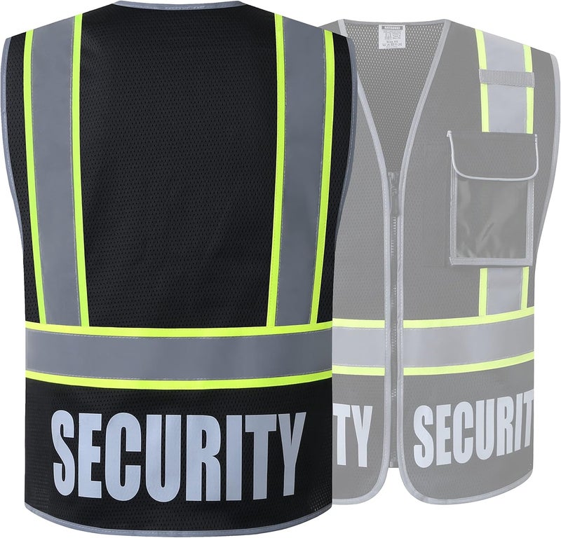 HATAUNKI Security Vest for Men Women Reflective Safety Vest with 5 Pockets and Front Zipper Mesh High Visibility Vest Meets ANSI/ISEA 107-2015 Standards(Black-22, Small) - Image 5