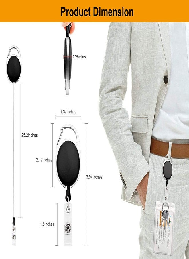 ANG Oval Badge YoYo Clip with ID Card Retractable Holder White Holder + Black, Oval (Pack of 1) - Image 2