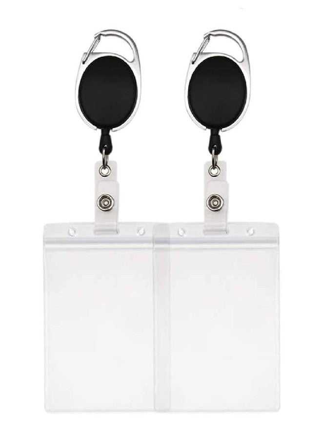 ANG Oval Badge YoYo Clip with ID Card Retractable Holder White Holder + Black, Oval (Pack of 1) - Image 5
