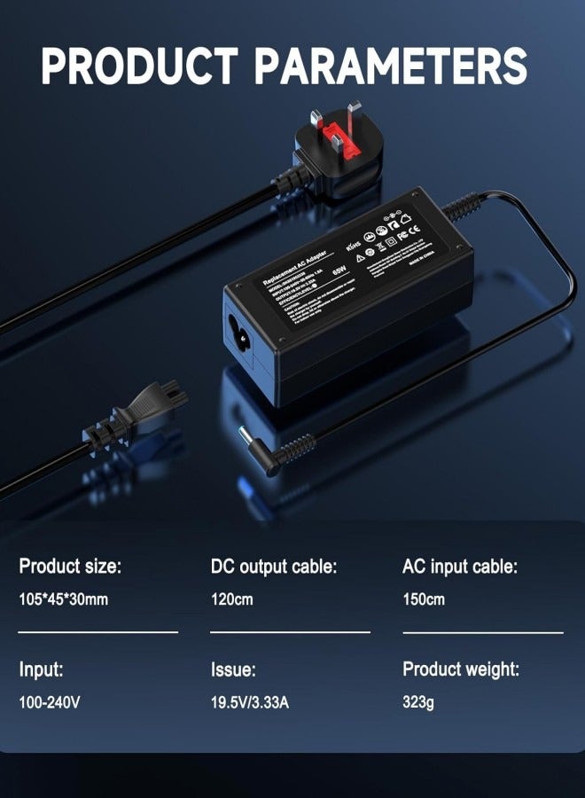 Flyview 65W HP Laptop Charger, 19.5V 3.33A Power Supply Adapter for HP Pavilion x360 11 13 15, HP EliteBook 840 850 G5, HP ProBook 430 440 450 455 470 G4 G5 G6 G7 G8, HP 250 G6 255 G7 710412-001 741727-001  - Image 3