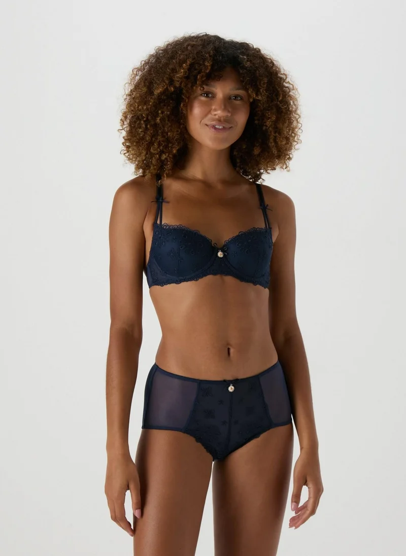 Matalan Navy Embroidered Midi Knickers