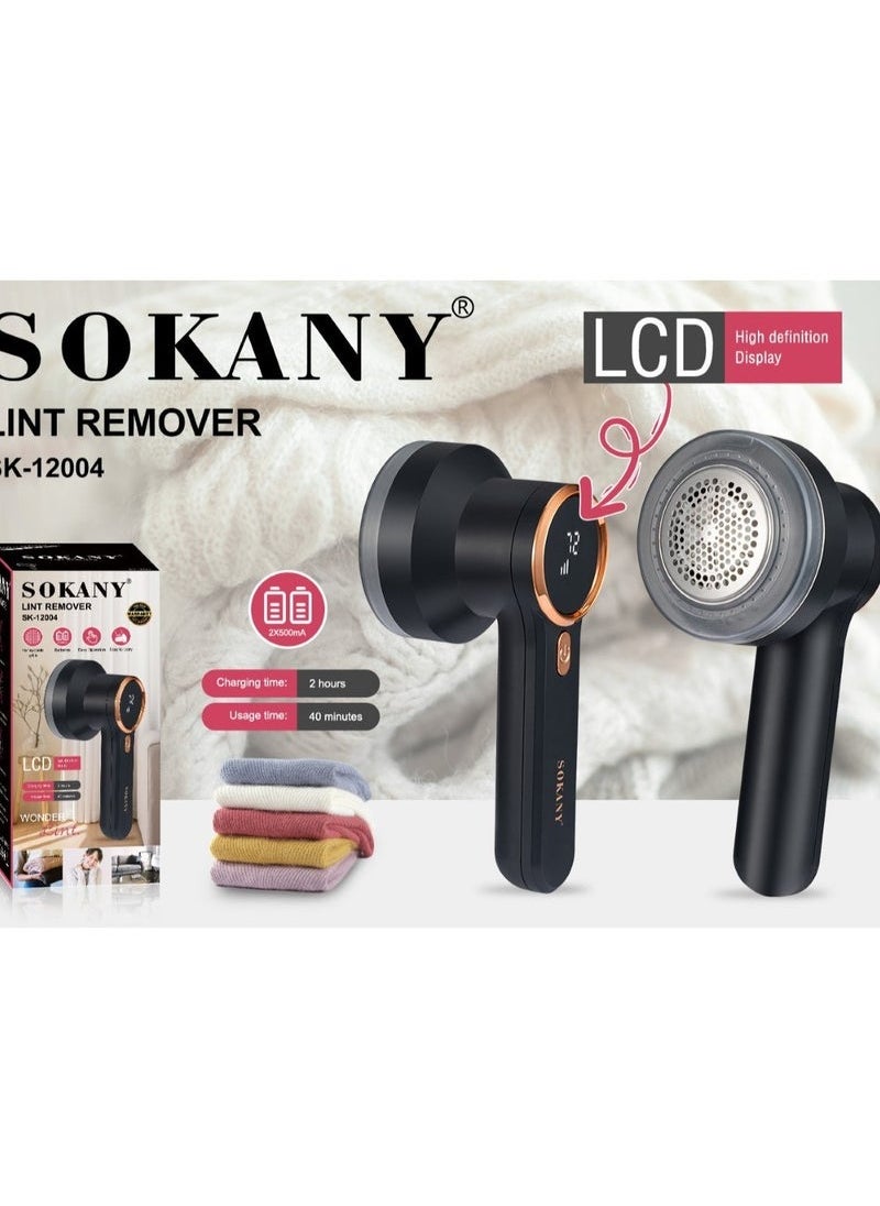 Sokany SK-12004 Portable Lint Remover with High-Definition Digital LCD Display The Sokany lint remover features a high-definition LCD display so you can easily monitor the device's status and settings for precise and efficient use. It is designed with a honeycomb mesh to ensure effective removal of lint from fabrics while protecting clothes from potential damage, leaving them looking like new. Easy Operation: The lint remover features a user-friendly design with a single switch, making it extremely easy to use and suitable for everyone. Portable and easy to carry. The lint remover features a compact, lightweight, and portable design, allowing you to keep your clothes looking fresh and lint-free wherever you go. (Black)