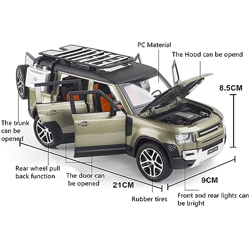 DEZICON 1:24 Defender Toy Cars for Kids Diecast Defender Metal Car Model Pull Back Toy Cars with Sound and Light Openable Door - Image 2