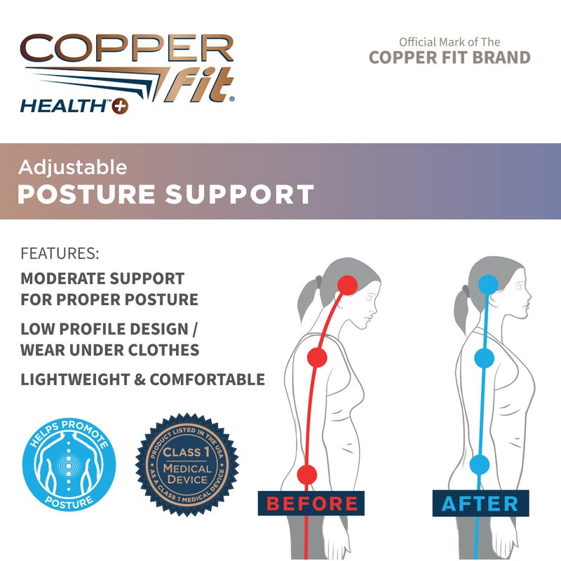 Copper Fit Health Unisex Posture Support, Adjustable,Black - Image 3
