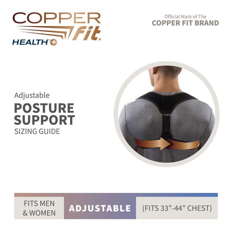 Copper Fit Health Unisex Posture Support, Adjustable,Black - Image 4